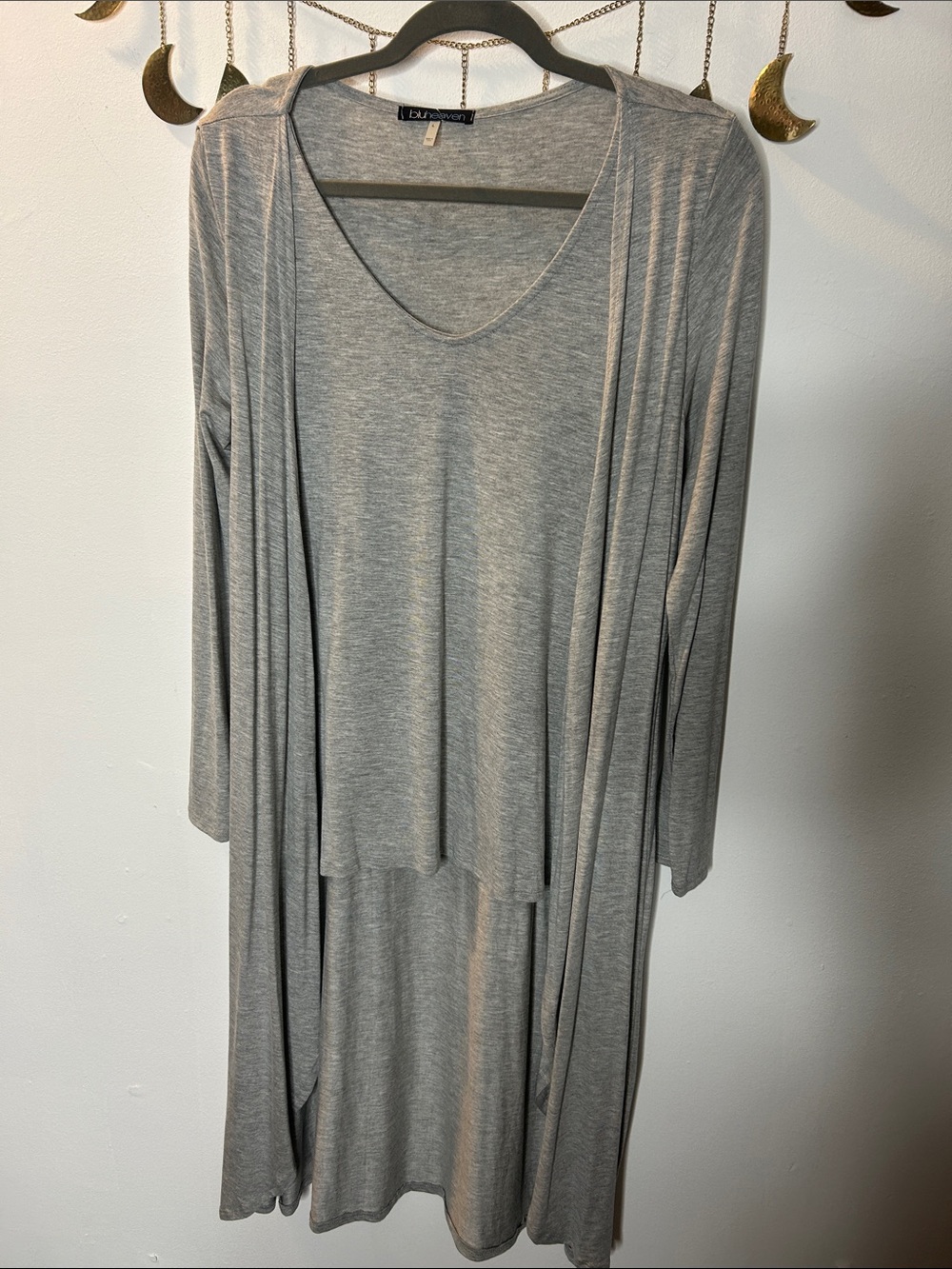 blu heaven Light Gray Tee With Built In Duster